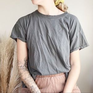 mate the label raw hem vintage gray charcoal tee shirt